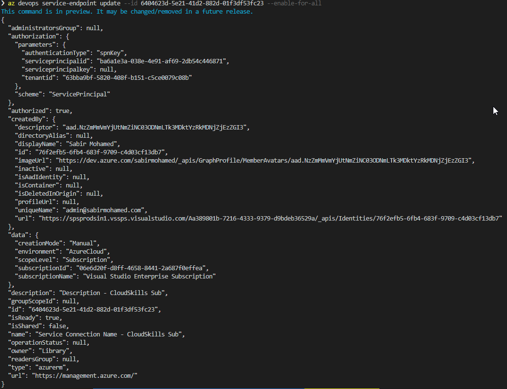 ServiceConnectionUpdatePipelinePermission